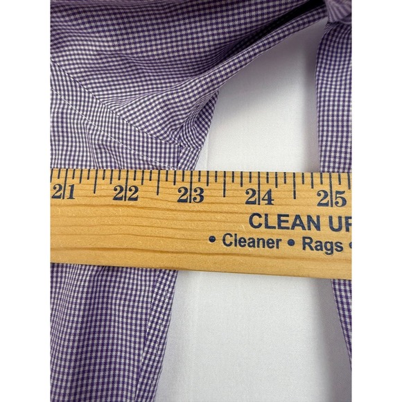 Brooks Brothers Mens Slim Fit Non Iron Gingham‎ Dress Shirt Purple Size L - Picture 6 of 7